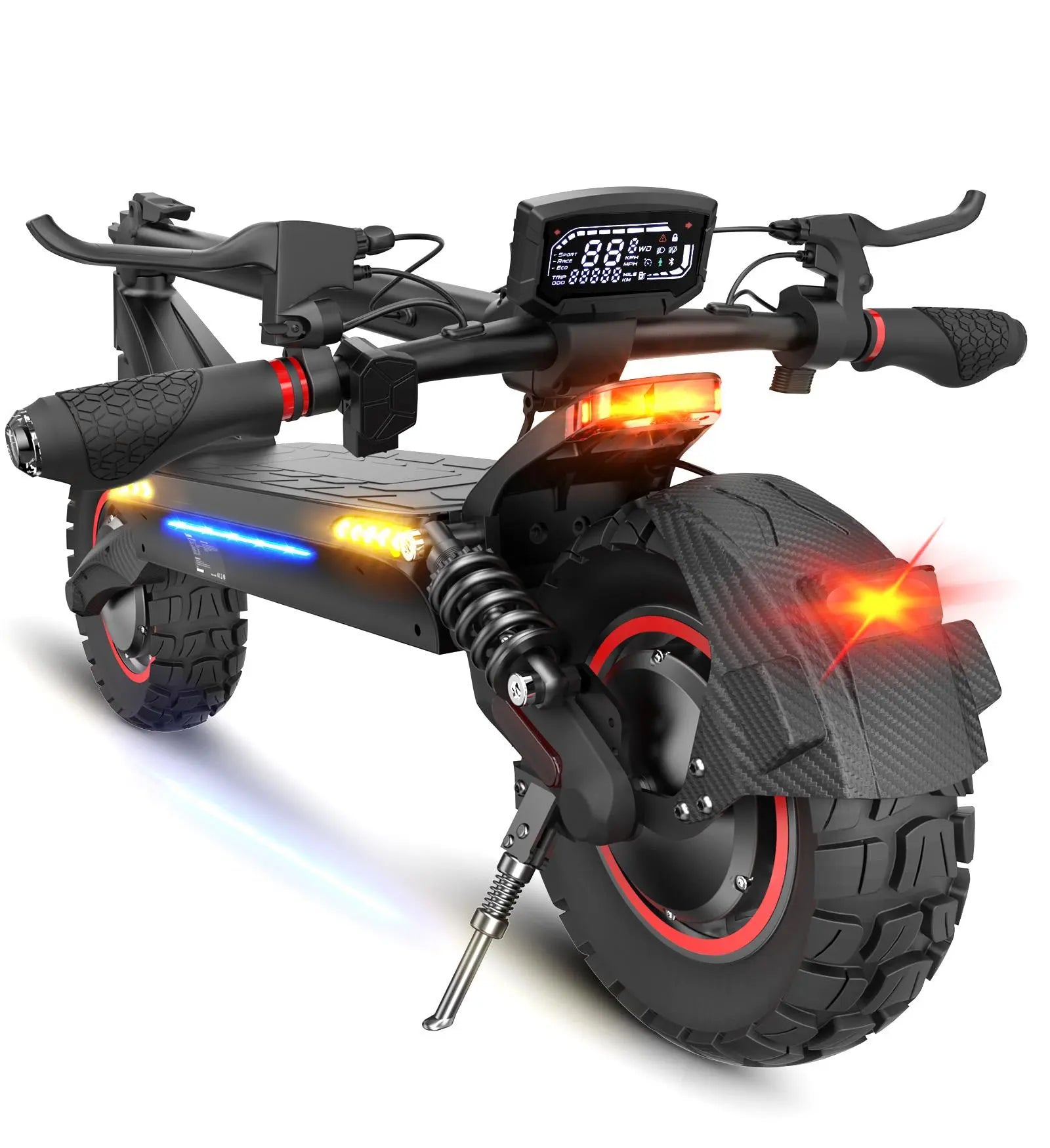 2000W Dual Motor off Road Electric Scooter for Adults, 38 MPH Max Speed, 50 Miles Max Range 10" Off-Road Pneumatic Tires Turn Signals Dual Braking, Portable Folding Electric Scooter with Smart App, Urban Scooter, Free Gift-Scooter Bag